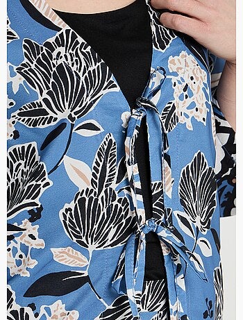 Túnica de satén con estampado floral oriental. - AFIBEL