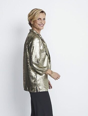 Túnica de tela brillante con cuello lavallière - Afibel