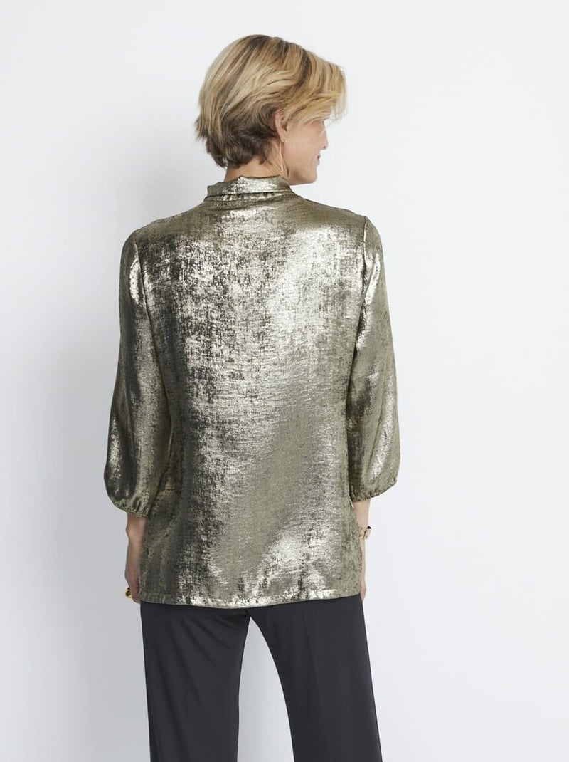 Túnica de tela brillante con cuello lavallière - Afibel Dorado - Kiabi