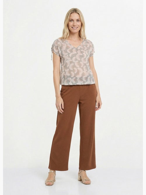Túnica de voile con hilo metalizado y estampado de ginkgo. - Afibel - Kiabi