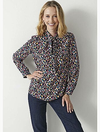 Túnica estampada con cuello efecto lavallière - Afibel