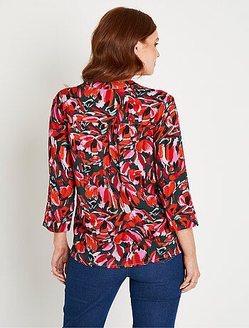 Túnica floral larga y acampanada con cuello redondo - Afibel