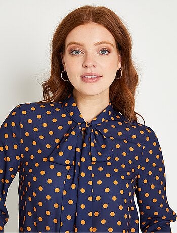 Túnica fluida con cuello lavallière, liso o con lunares - Afibel