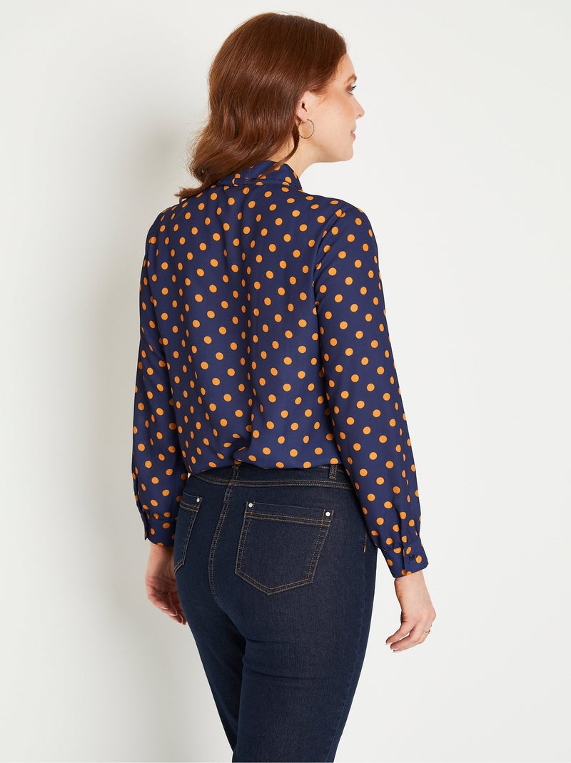 Túnica fluida con cuello lavallière, liso o con lunares - Afibel Azul marino - Kiabi
