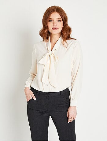 Túnica fluida con cuello lavallière, liso o con lunares - Afibel