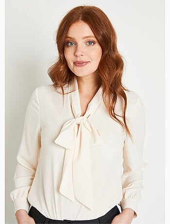 Túnica fluida con cuello lavallière, liso o con lunares - Afibel