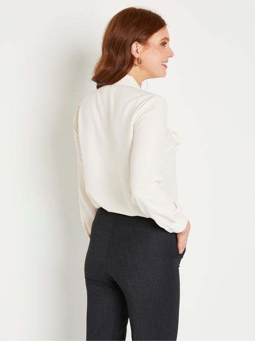 Túnica fluida con cuello lavallière, liso o con lunares - Kiabi