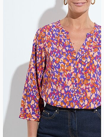 Túnica holgada abotonada con mangas largas 3/4 - AFIBEL