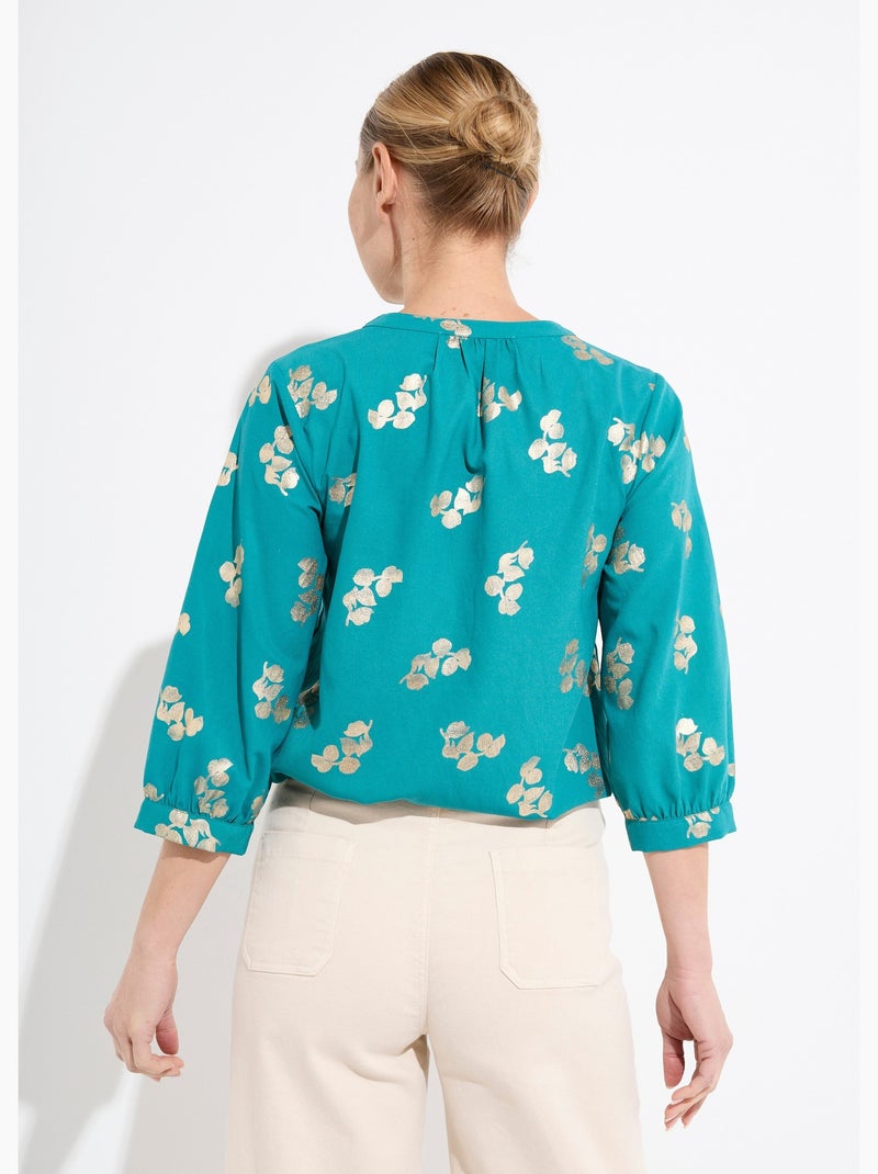 Túnica holgada abotonada con mangas largas 3/4 - AFIBEL Verde - Kiabi