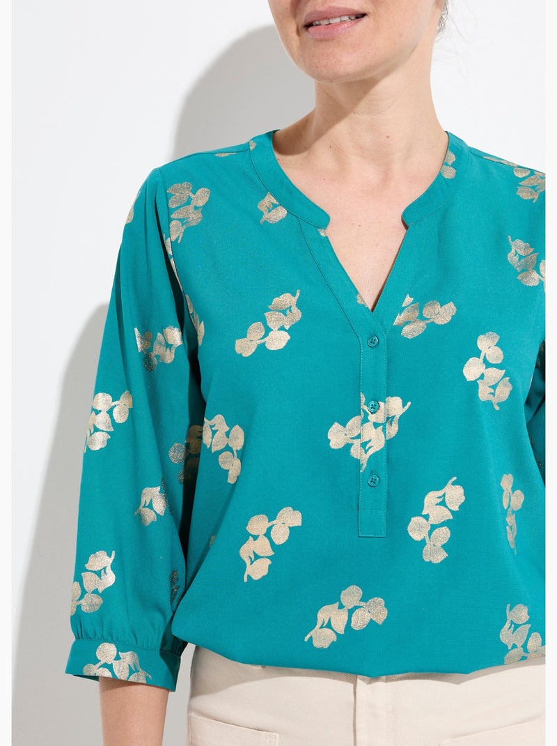 Túnica holgada abotonada con mangas largas 3/4 - AFIBEL Verde - Kiabi