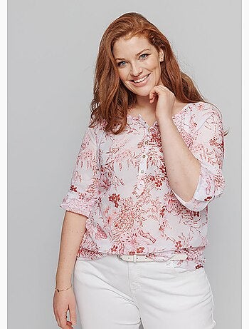 Túnica holgada con botones y gasa estampada - AFIBEL