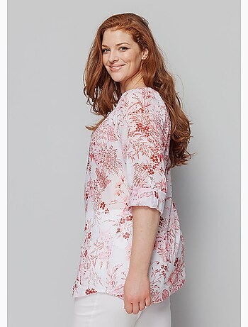 Túnica holgada con botones y gasa estampada - AFIBEL