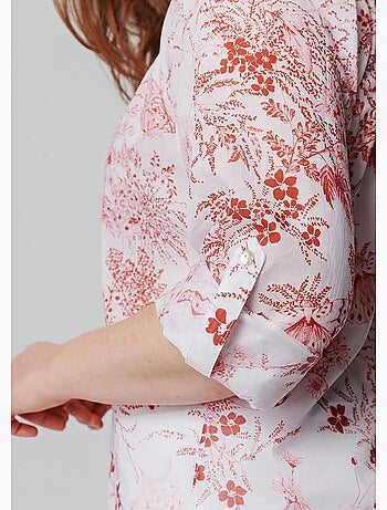 Túnica holgada con botones y gasa estampada - AFIBEL