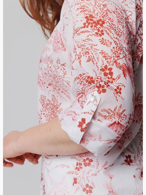 Túnica holgada con botones y gasa estampada - Kiabi