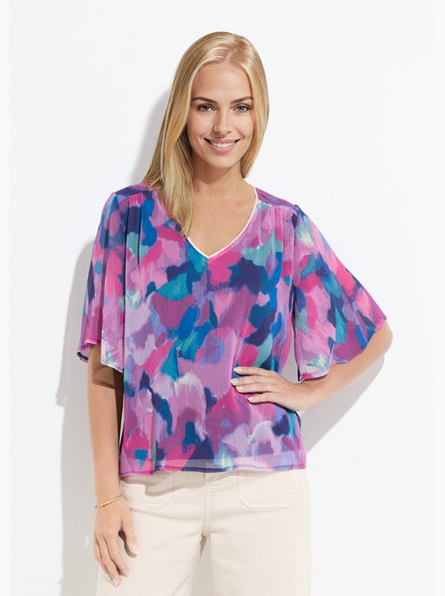 Túnica holgada con cuello en V y voile estampado - Afibel - Kiabi