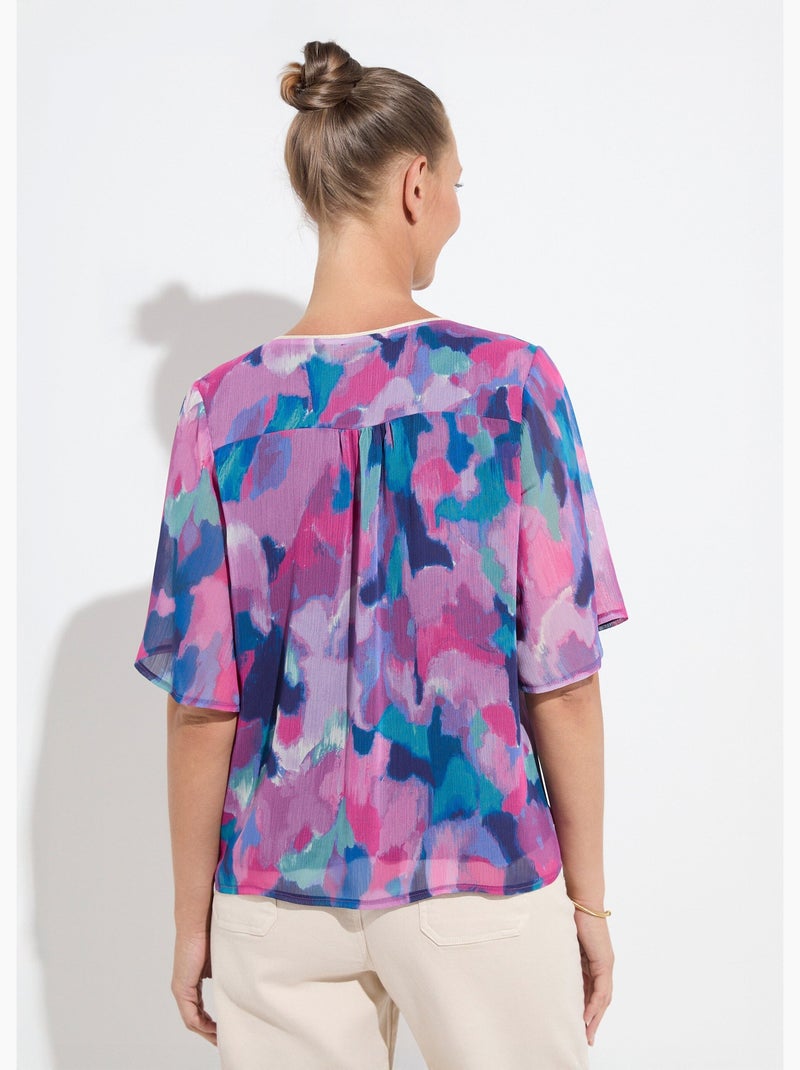 Túnica holgada con cuello en V y voile estampado - Afibel Multicolor - Kiabi