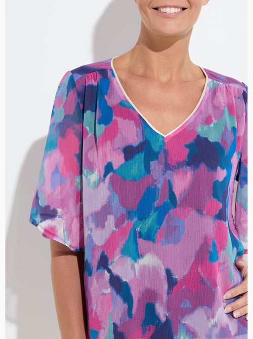 Túnica holgada con cuello en V y voile estampado - Afibel - Kiabi