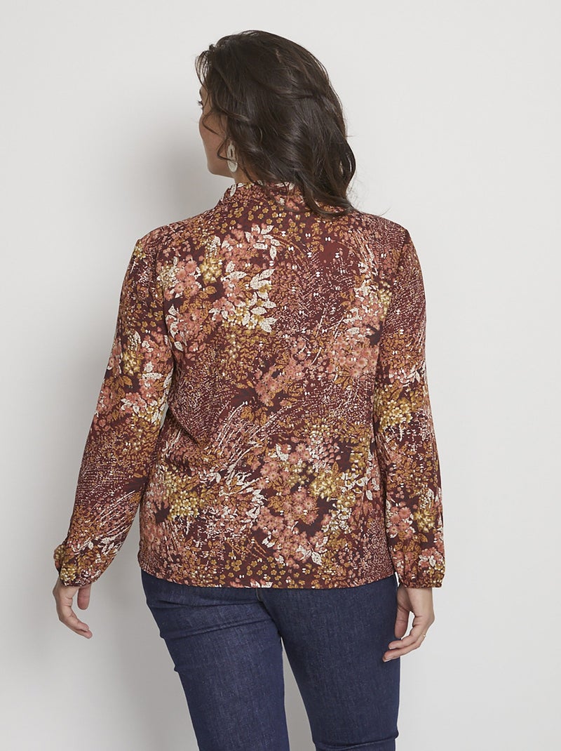 Túnica holgada estampada de manga larga - Afibel Ciruela - Kiabi