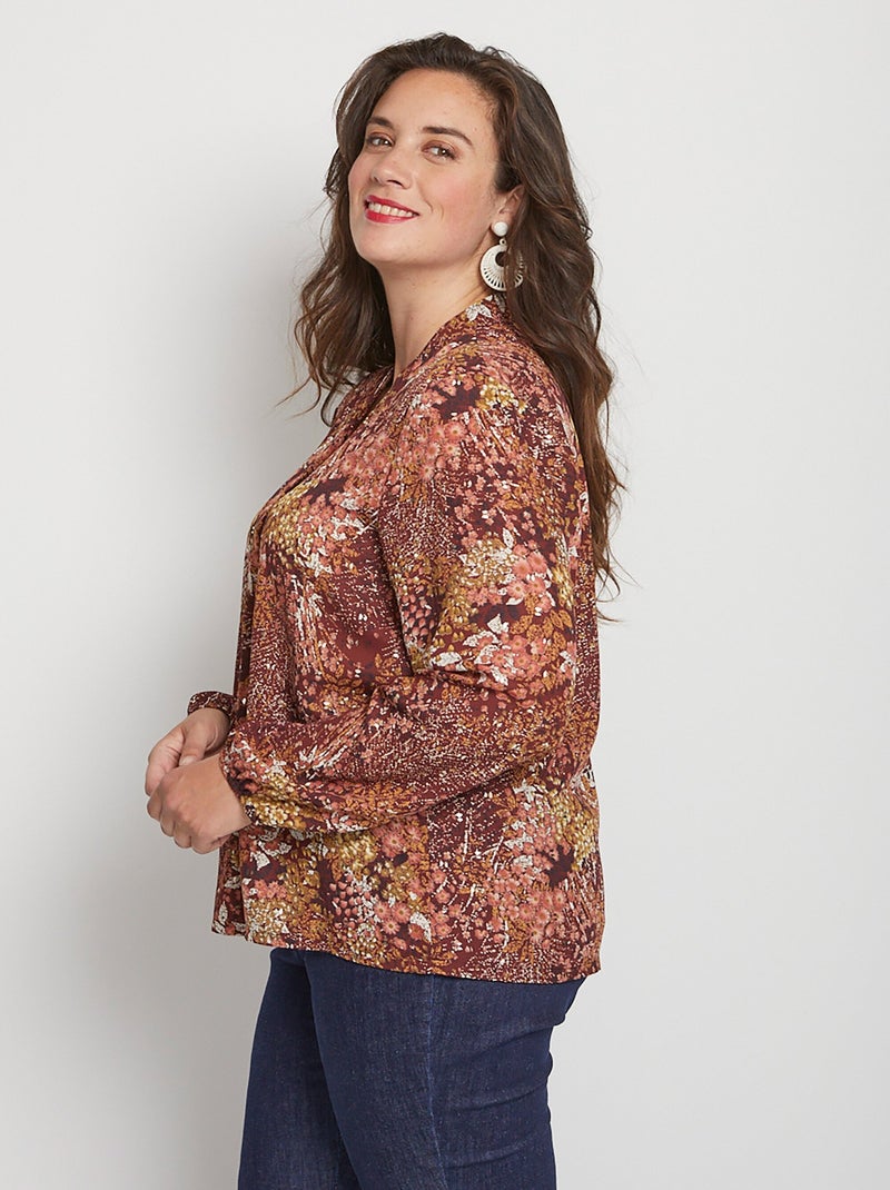 Túnica holgada estampada de manga larga - Afibel Ciruela - Kiabi