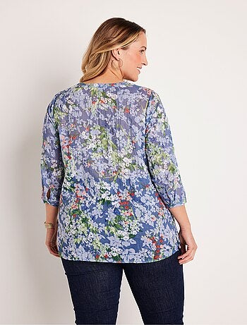 Túnica holgada floral de manga 3/4 - Afibel