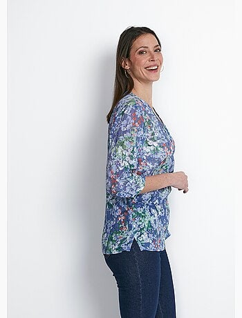 Túnica holgada floral de manga 3/4 - Afibel