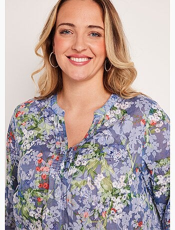 Túnica holgada floral de manga 3/4 - Afibel