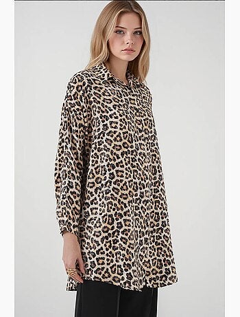 Túnica larga abotonada de leopardo bdart