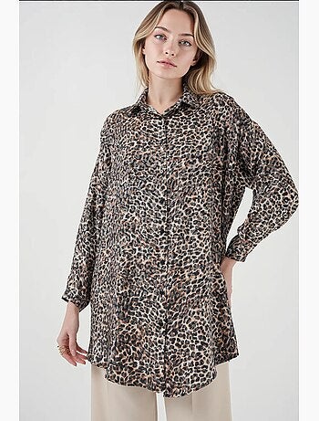 Túnica larga abotonada de leopardo bdart