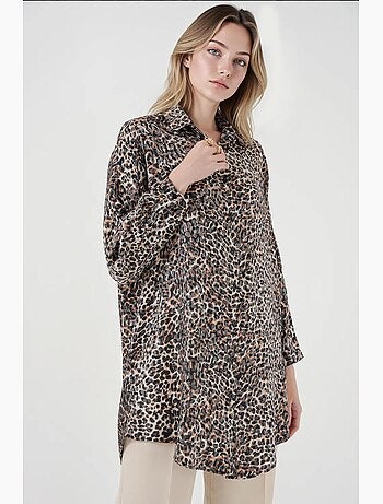 Túnica larga abotonada de leopardo bdart