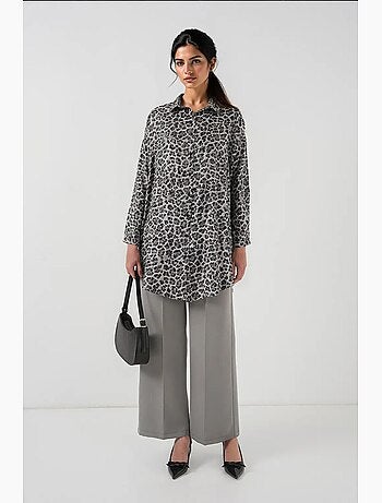 Túnica larga abotonada de leopardo bdart
