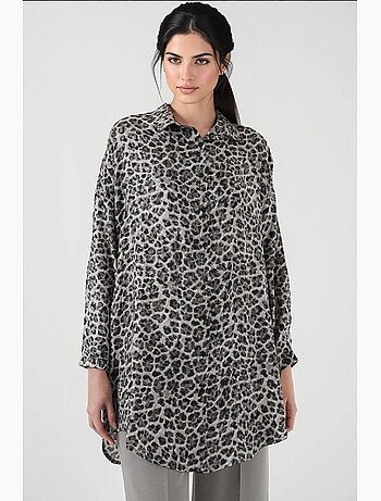 Túnica larga abotonada de leopardo bdart