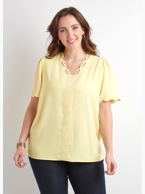 Túnica larga bordada manga corta lisa - Afibel - Kiabi