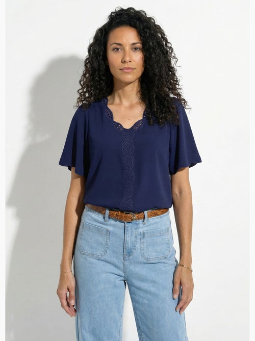 Túnica larga bordada manga corta lisa - Afibel - Kiabi