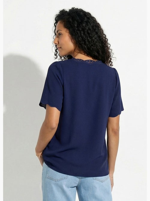 Túnica larga bordada manga corta lisa - Afibel - Kiabi