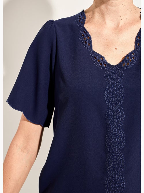 Túnica larga bordada manga corta lisa - Afibel - Kiabi