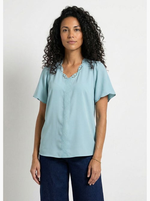 Túnica larga bordada manga corta lisa - Afibel - Kiabi