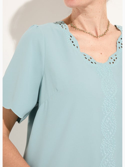 Túnica larga bordada manga corta lisa - Afibel - Kiabi