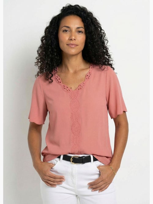 Túnica larga bordada manga corta lisa - Afibel - Kiabi