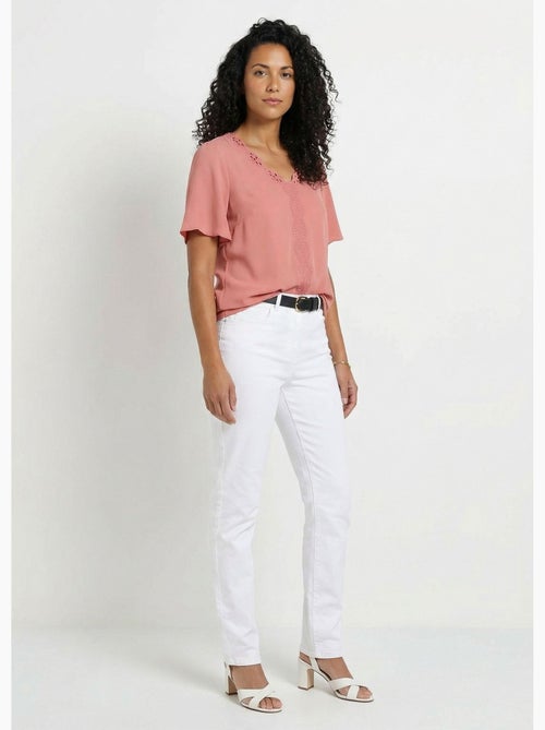 Túnica larga bordada manga corta lisa - Afibel - Kiabi