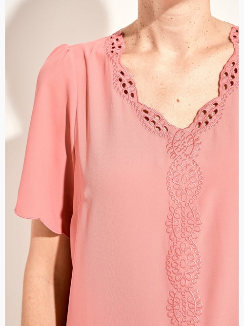 Túnica larga bordada manga corta lisa - Afibel - Kiabi