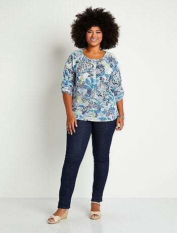 Túnica larga botones florales - Afibel