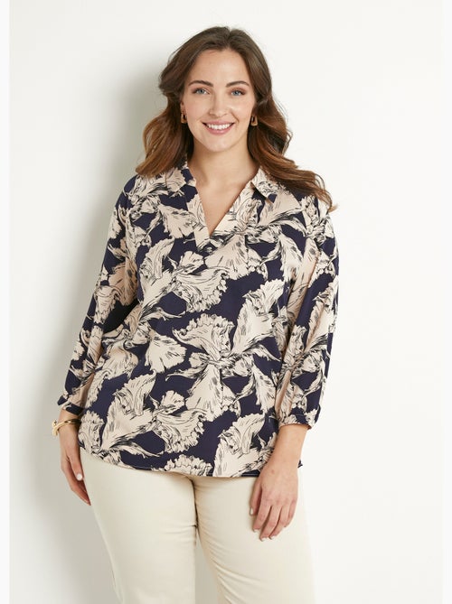 Túnica larga con cuello camisero con estampado gráfico - Afibel - Kiabi