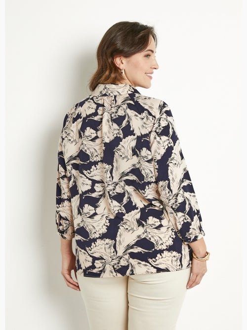 Túnica larga con cuello camisero con estampado gráfico - Afibel - Kiabi
