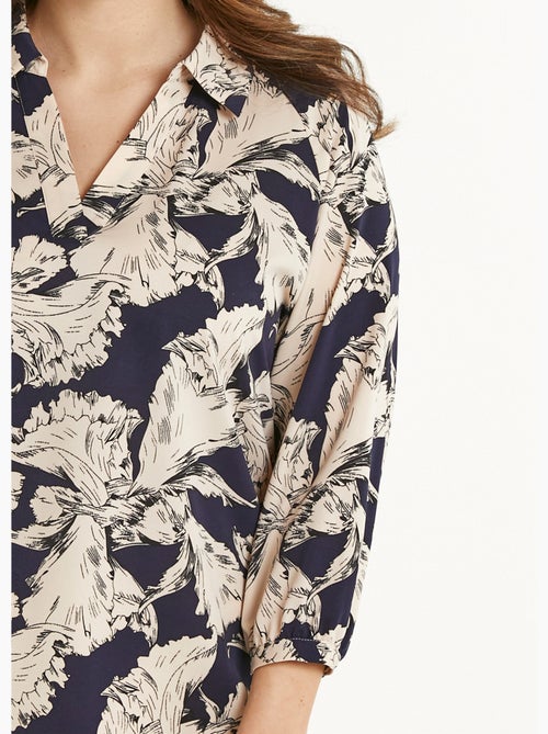 Túnica larga con cuello camisero con estampado gráfico - Afibel - Kiabi
