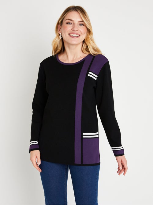 Túnica larga con estampado jacquard en bloques de color - Afibel - Kiabi