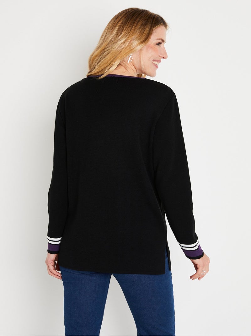 Túnica larga con estampado jacquard en bloques de color - Afibel Negro - Kiabi