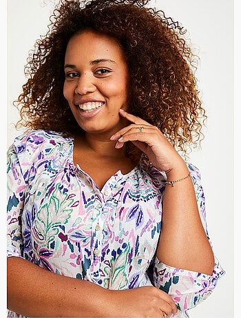 Túnica larga de gasa de algodón con botones - Afibel