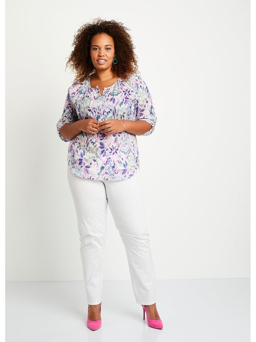 Túnica larga de gasa de algodón con botones - Kiabi