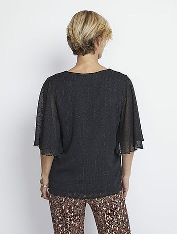 Túnica larga de velo de plumeti con mangas de mariposa - AFIBEL