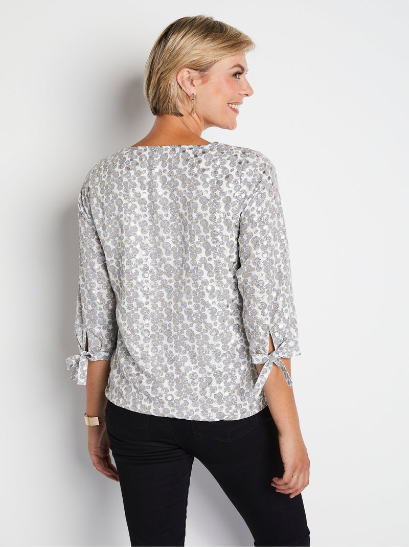Túnica larga estampada con manga 3/4 - Afibel Blanco - Kiabi